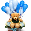 rosas y hortencias, oso de peluche regalo para bebe recien nacido flores boota