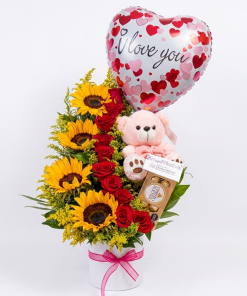 Girasoles, Rosas y Peluche. Floristeria en Bogota. San Valentin